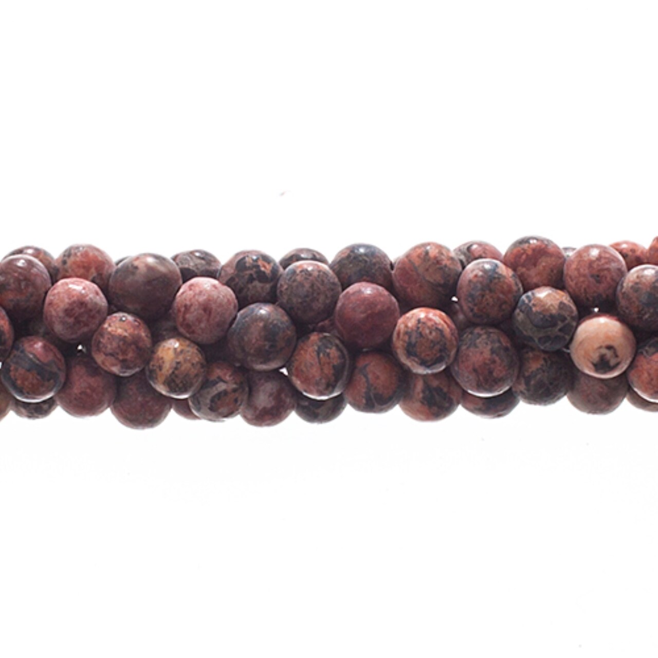 Earth's Jewel Semi-Precious 4mm Leopard Skin Jasper Natural Round 16" Strung Bead